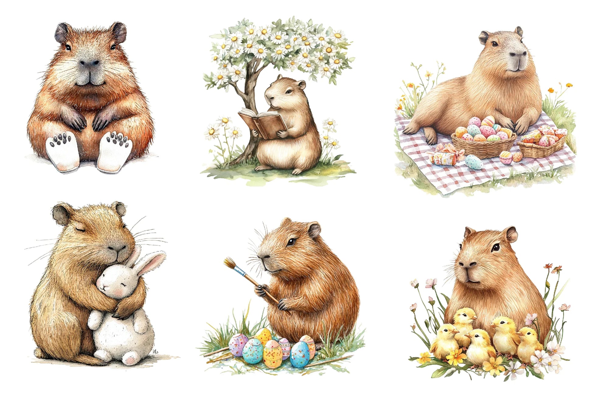 Hoppy Easter Capybaras Clipart Bundle - CraftNest - Digital Crafting and Art