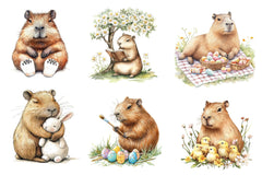 Hoppy Easter Capybaras Clipart Bundle - CraftNest - Digital Crafting and Art