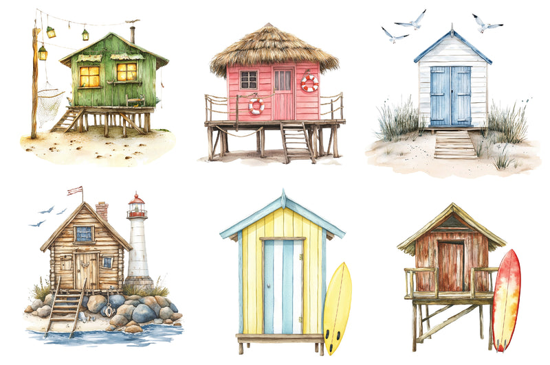 Summer Cozy Beach Hut Clipart Bundle - CraftNest - Digital Crafting and Art