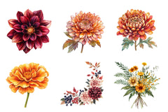Fall Flowers Clipart Bundle - CraftNest - Digital Crafting and Art