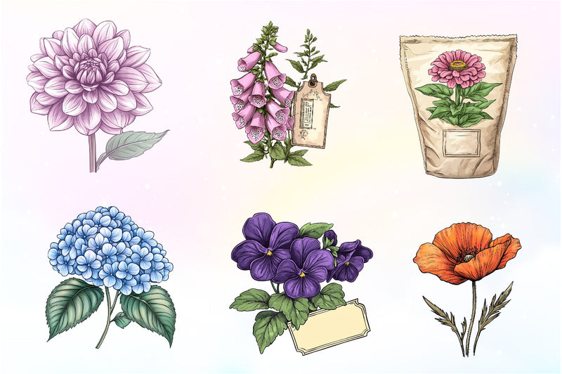 Vintage Flowers Seed Packet Clipart Bundle - CraftNest - Digital Crafting and Art