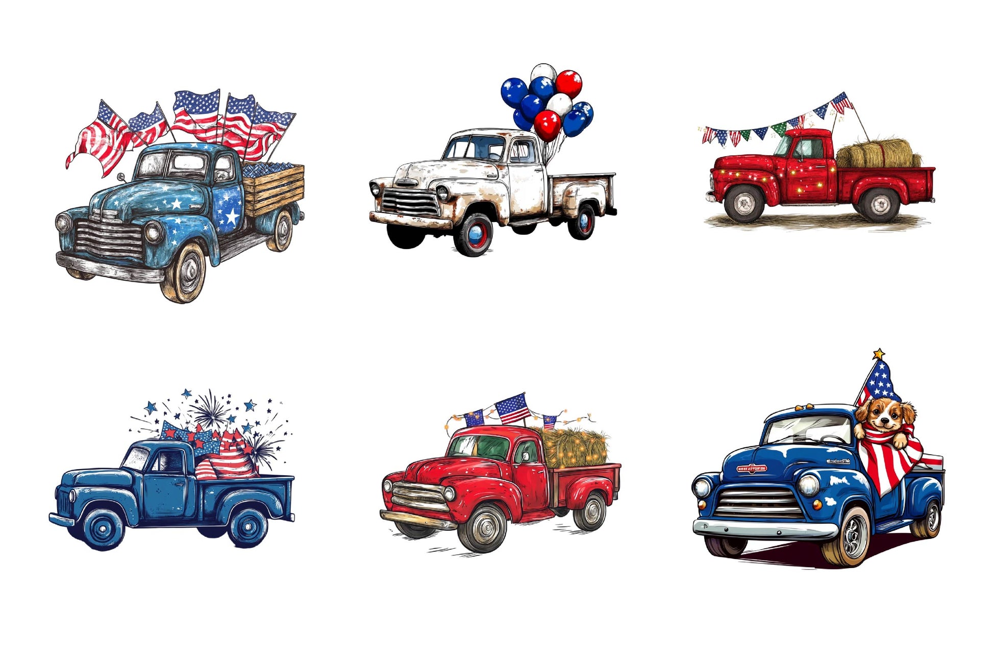 Rustic 4th Of July Truck Clipart Bundle - CraftNest - Digital Crafting and Art