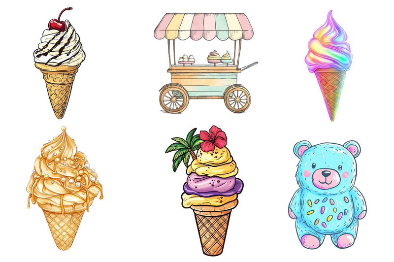 Summer Ice Cream Clipart Bundle 3 - CraftNest - Digital Crafting and Art