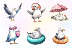 Cute Seagull Clipart Bundle - CraftNest - Digital Crafting and Art
