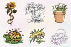 Botanical Summer Amphibians & Reptiles Clipart Bundle - CraftNest - Digital Crafting and Art