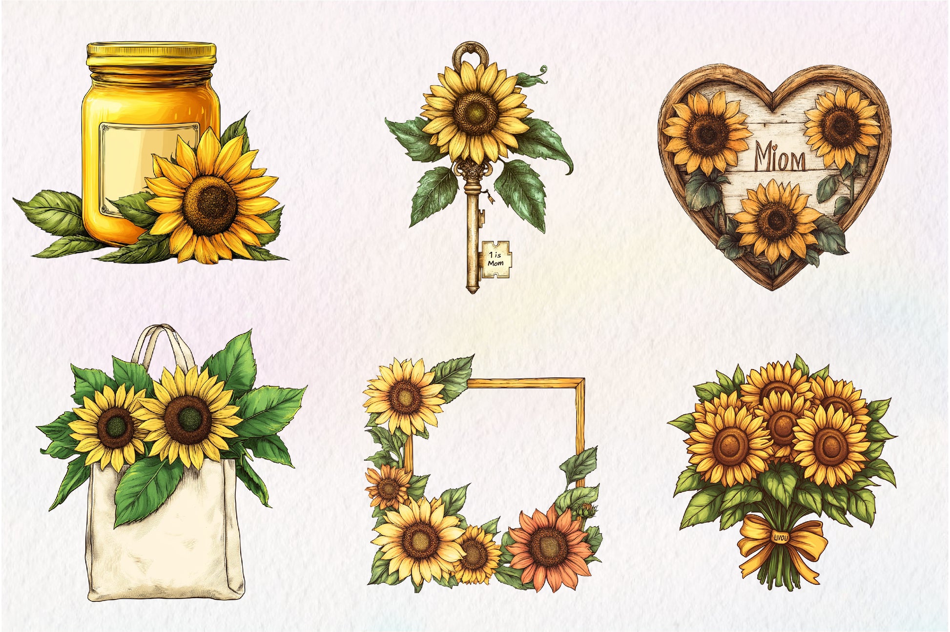 Sunflower Mothers Day Clipart Bundle 1 - CraftNest - Digital Crafting and Art