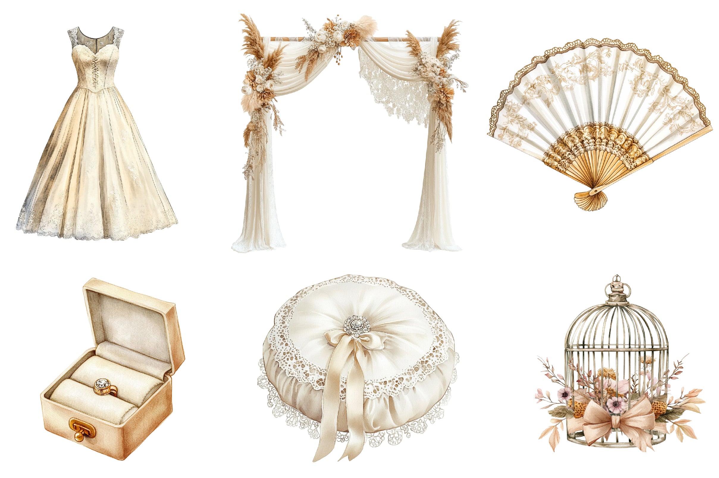 Antique Ivory Wedding Clipart Bundle - CraftNest - Digital Crafting and Art