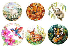 Round Stained Glass Of Baby Animals Clipart Bundle - CraftNest - Digital Crafting and Art