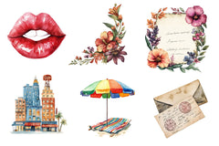 1920S Summer Postcard Clipart Bundle - CraftNest - Digital Crafting and Art