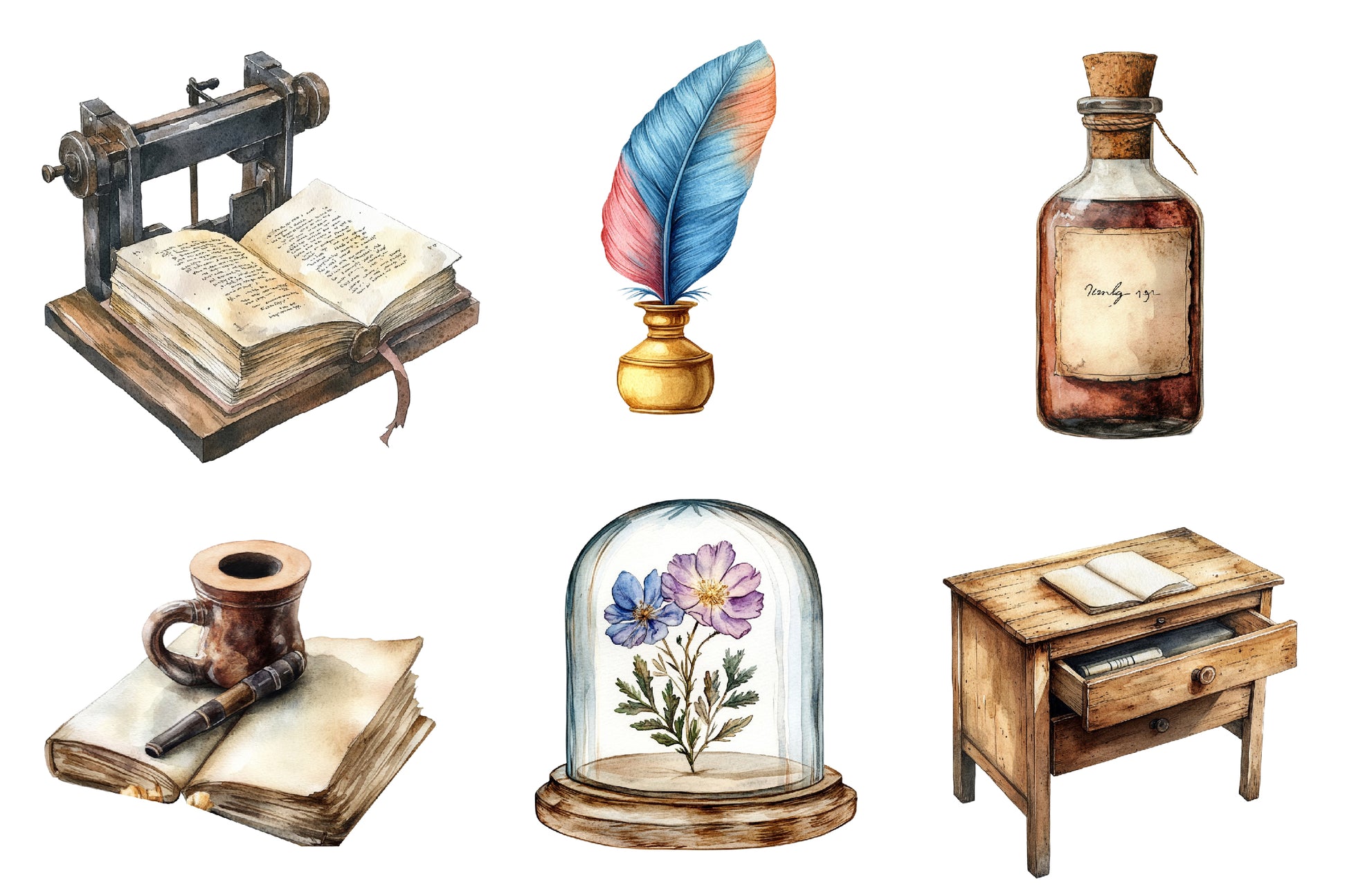Antique Writer Clipart Bundle - CraftNest - Digital Crafting and Art