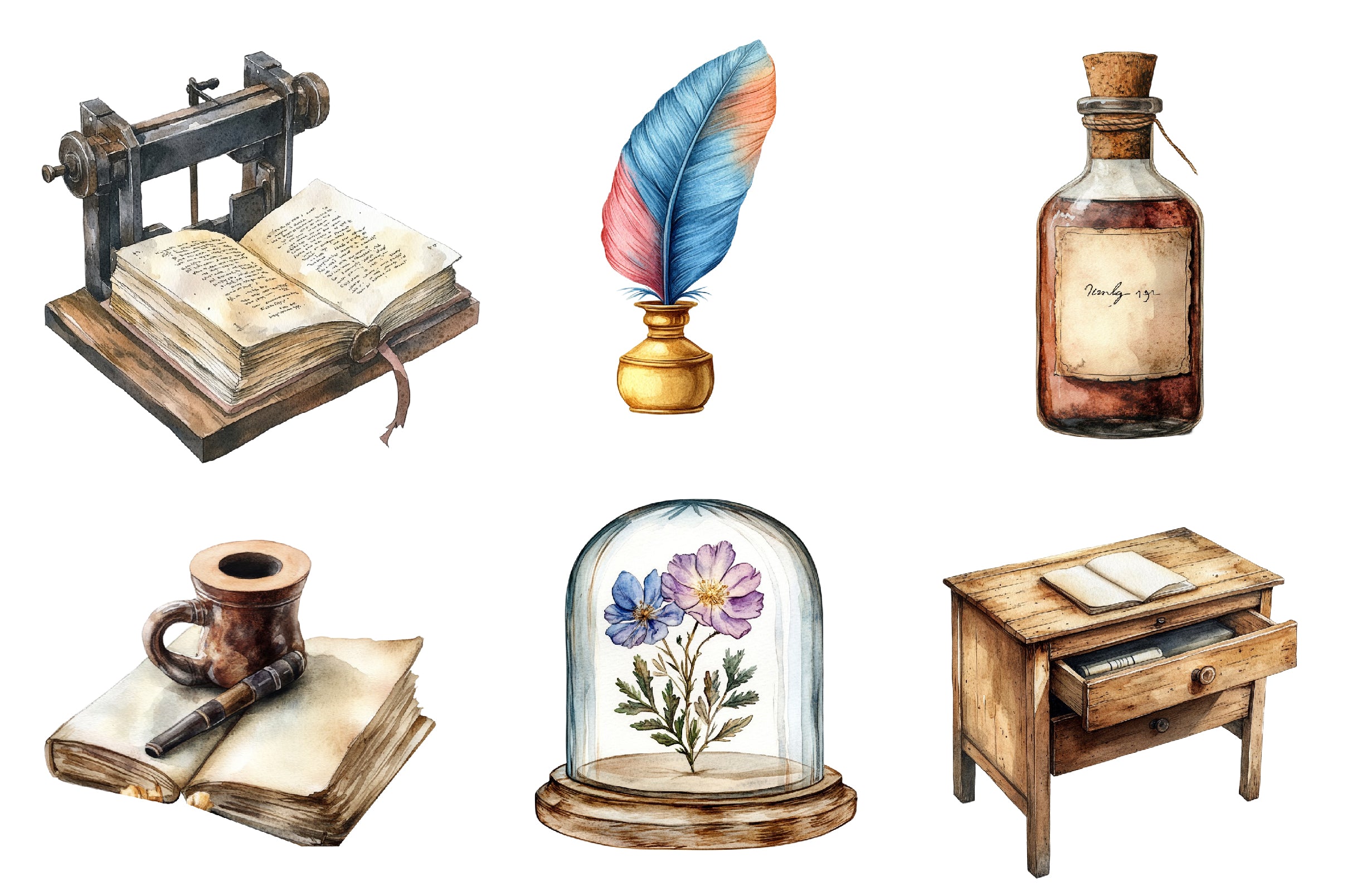 Antique Writer Clipart Bundle - CraftNest - Digital Crafting and Art