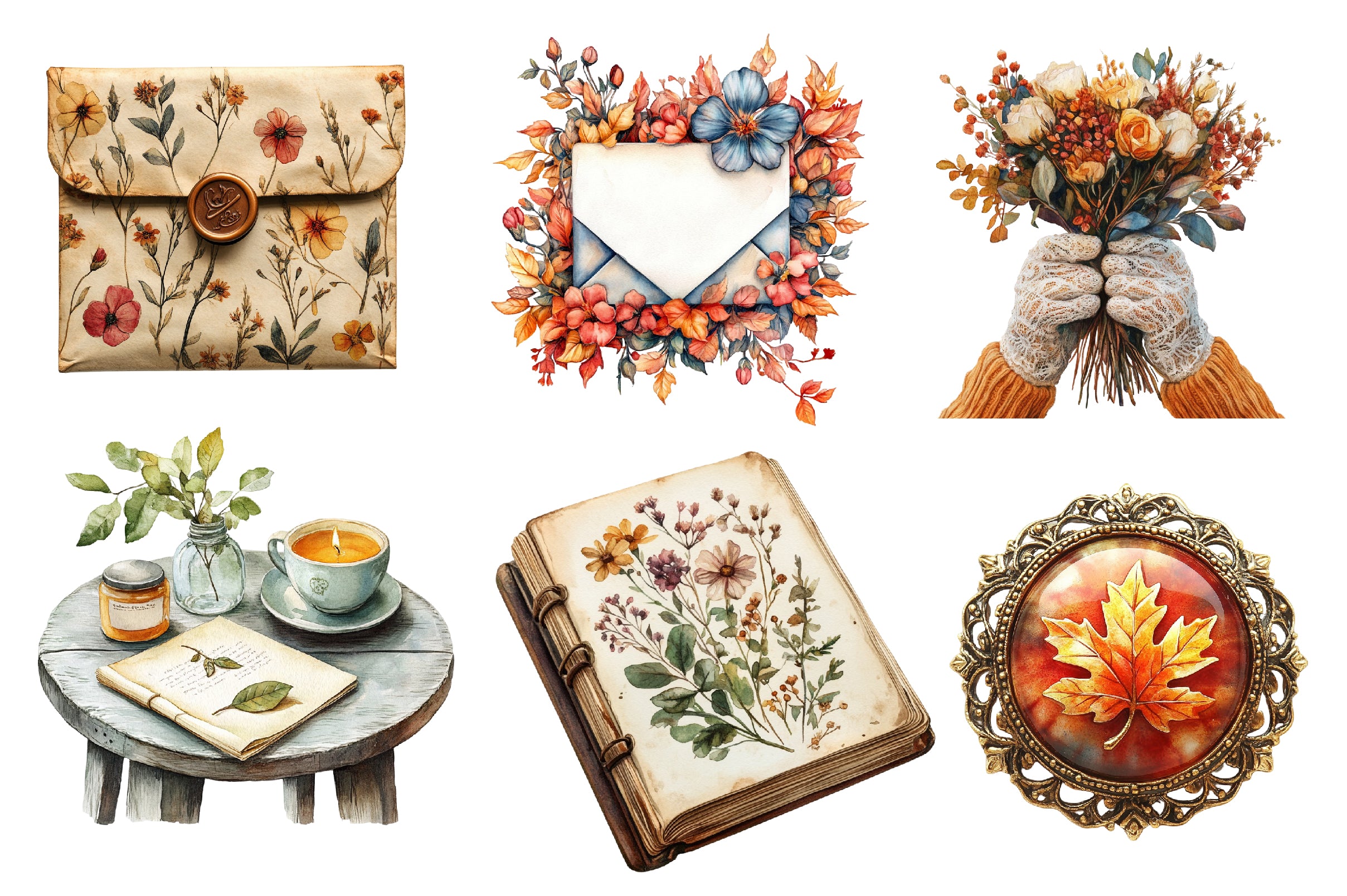 Victorian Cottagecore Fall Clipart Bundle - CraftNest - Digital Crafting and Art