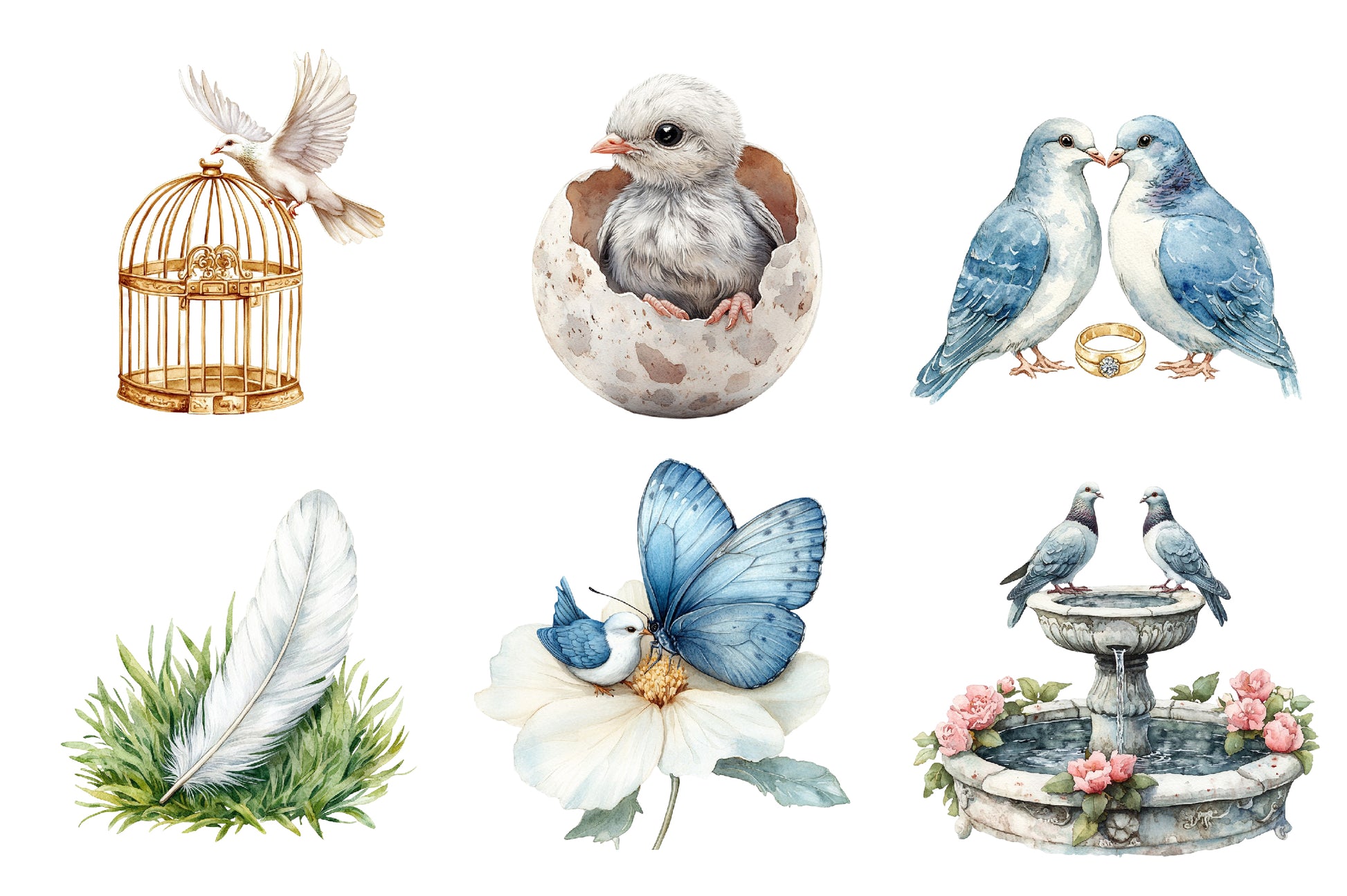 Spring Doves Garden Clipart Bundle - CraftNest - Digital Crafting and Art