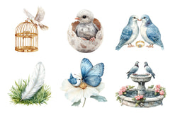 Spring Doves Garden Clipart Bundle - CraftNest - Digital Crafting and Art