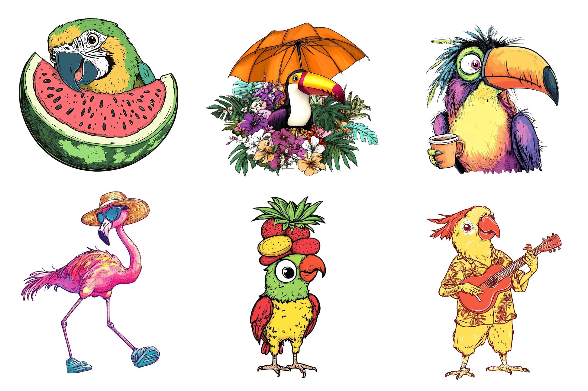 Funny Tropical Bird Clipart Bundle - CraftNest - Digital Crafting and Art