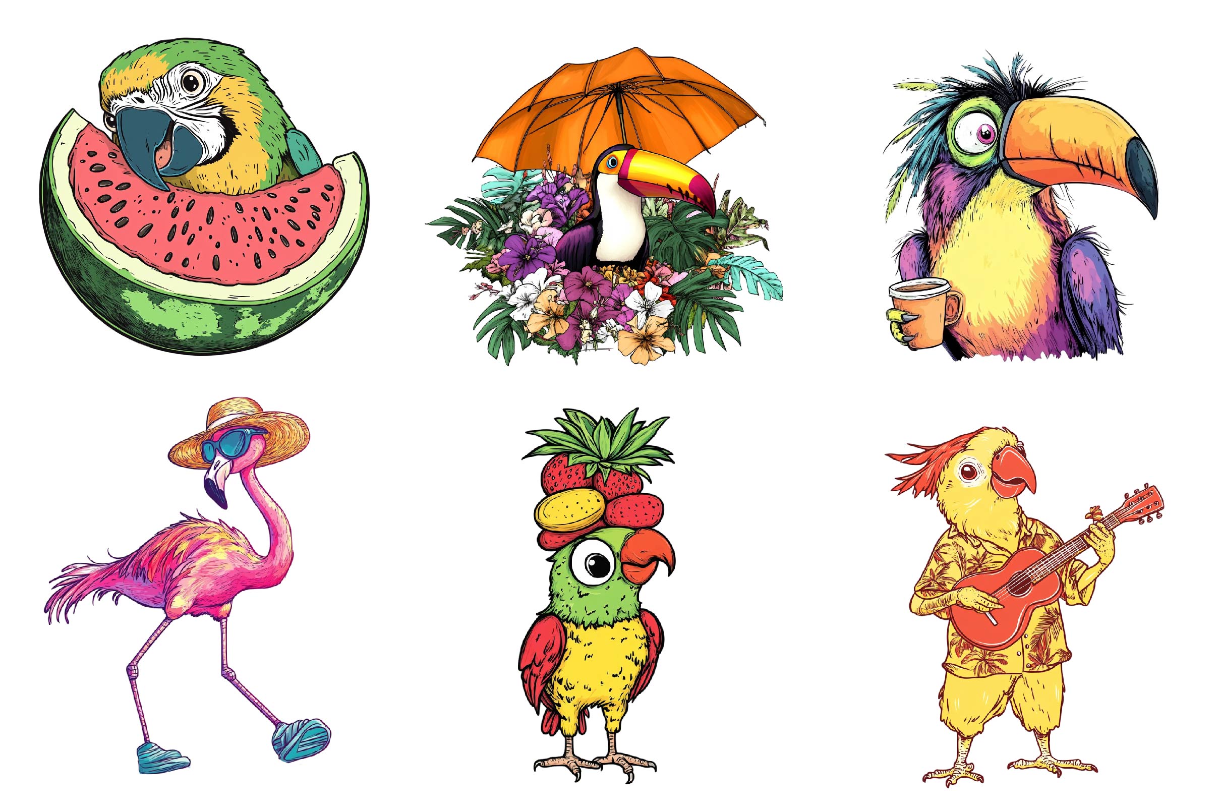 Funny Tropical Bird Clipart Bundle - CraftNest - Digital Crafting and Art