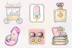 Coquette Summer Postage Stamp Clipart Bundle - CraftNest - Digital Crafting and Art