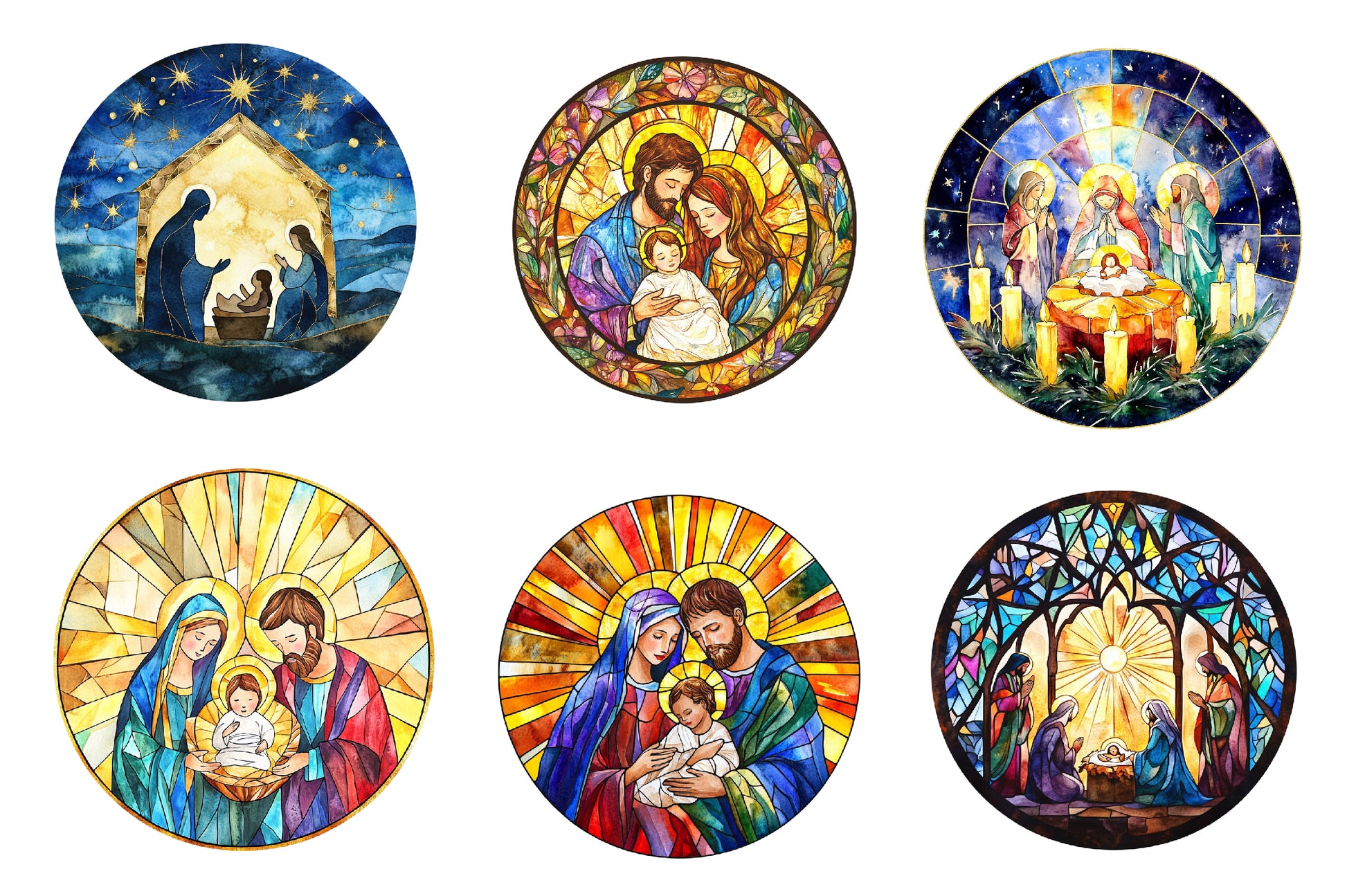 Round Stained Glass Nativity Clipart Bundle - CraftNest - Digital Crafting and Art