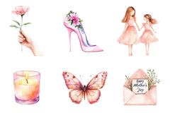 Blush Pink Mothers Day Clipart Bundle - CraftNest - Digital Crafting and Art