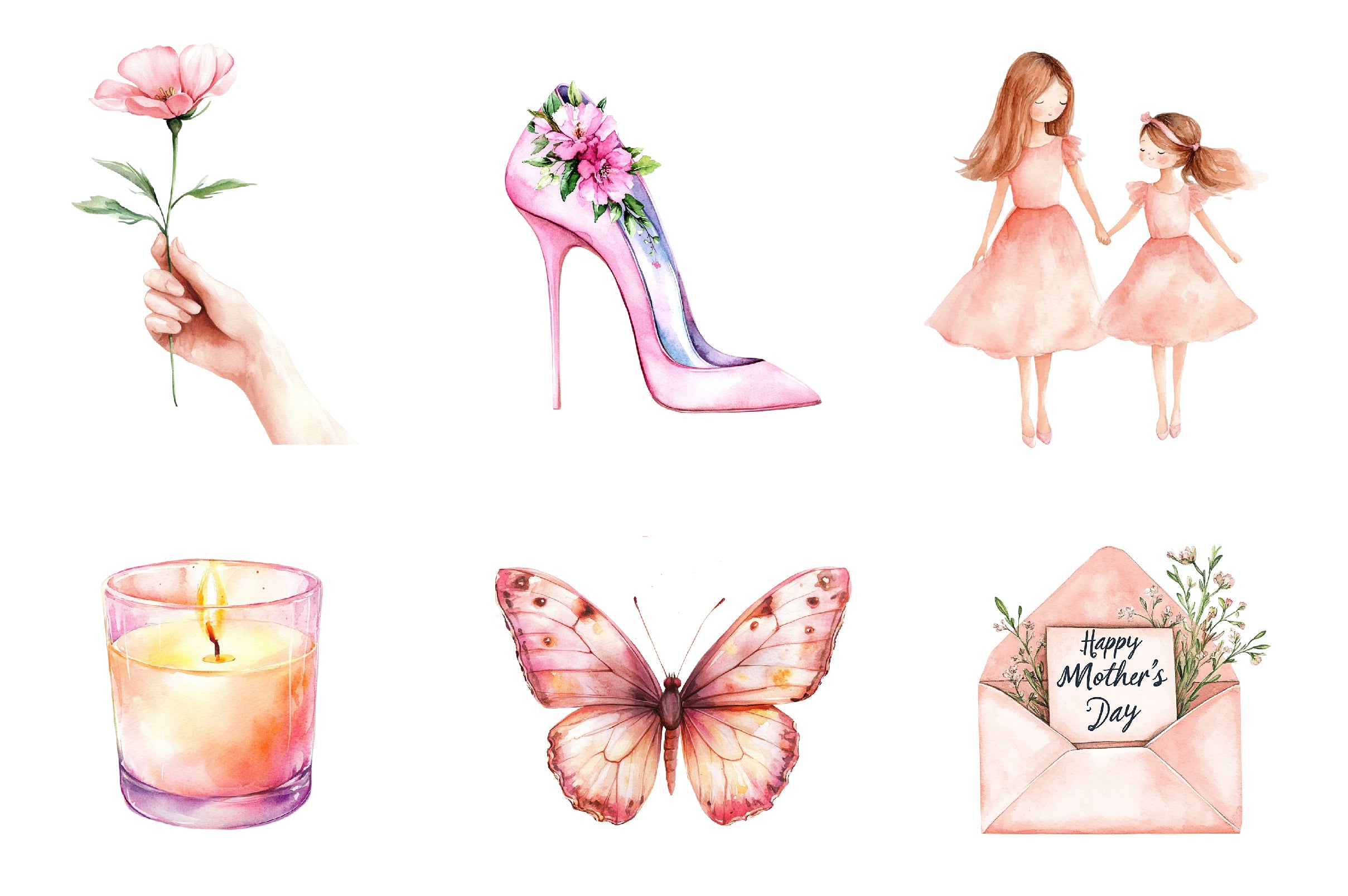 Blush Pink Mothers Day Clipart Bundle - CraftNest - Digital Crafting and Art