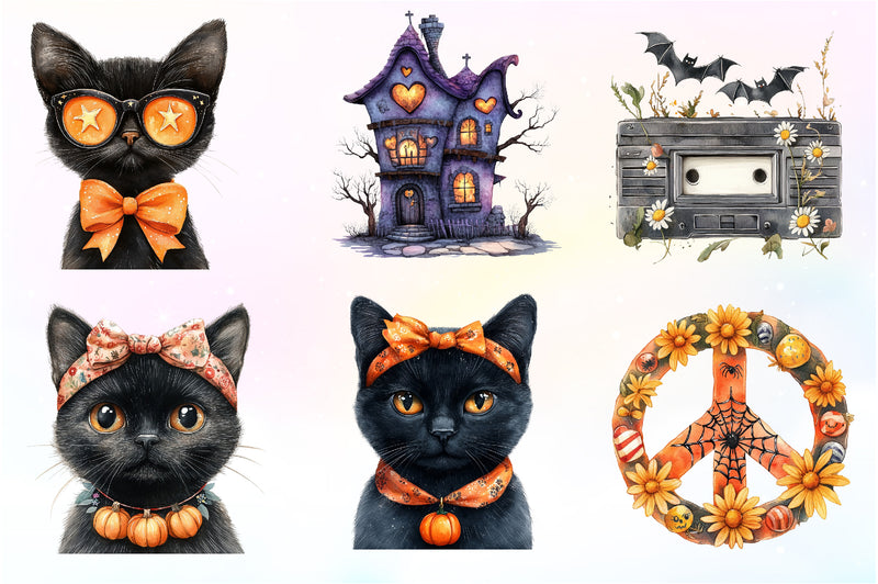 Cute Retro Halloween Clipart Bundle - CraftNest - Digital Crafting and Art