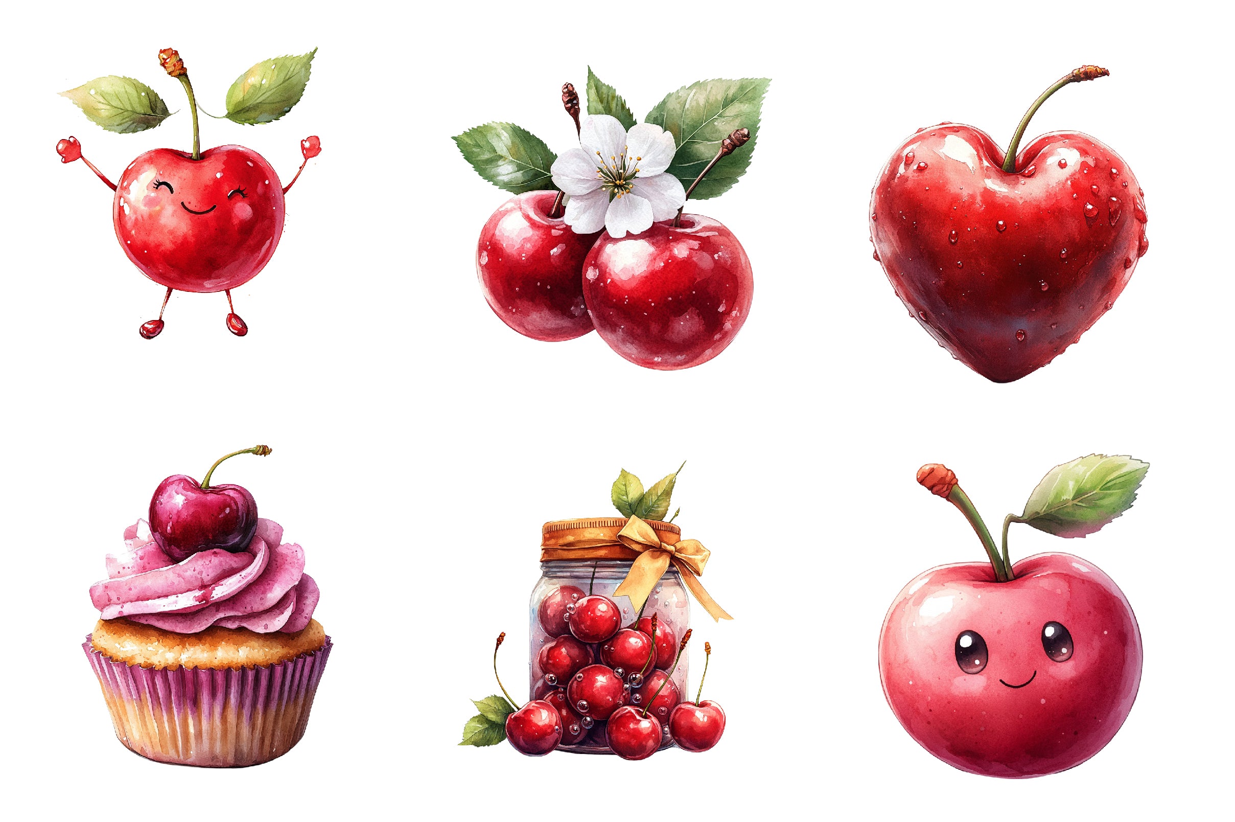 Cherry Fruit Berries Cherry Clipart Bundle - CraftNest - Digital Crafting and Art