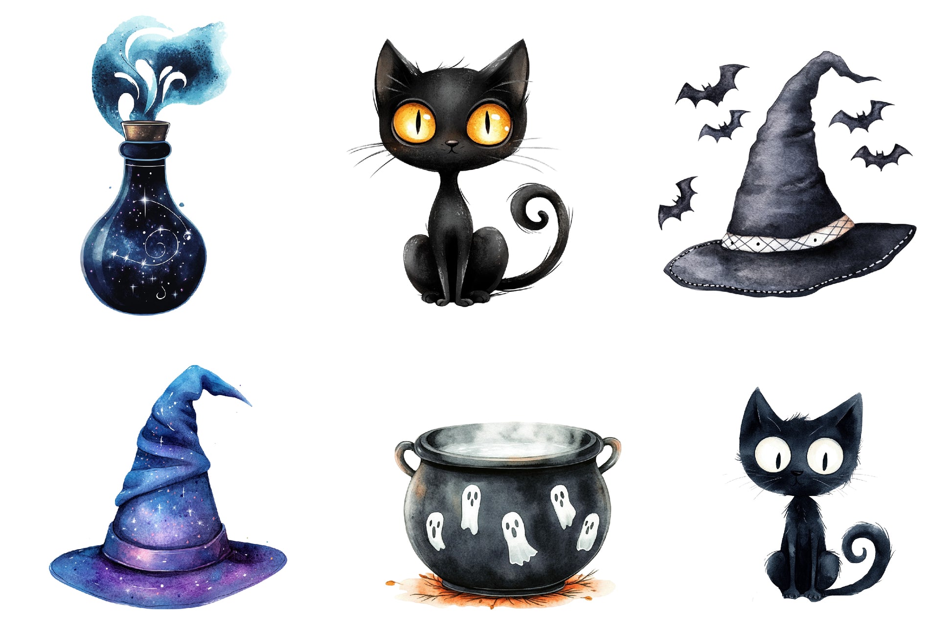 Black White Halloween Clipart Bundle - CraftNest - Digital Crafting and Art