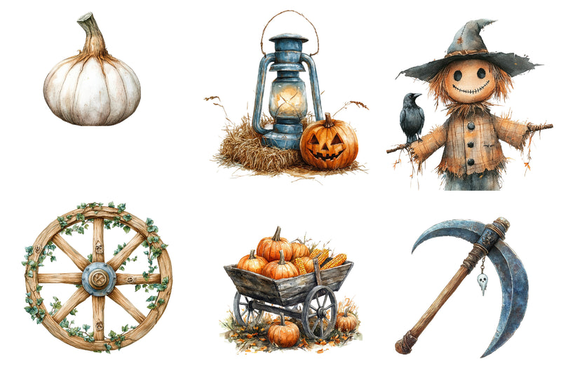 Antique Farming In Halloween Clipart Bundle - CraftNest - Digital Crafting and Art