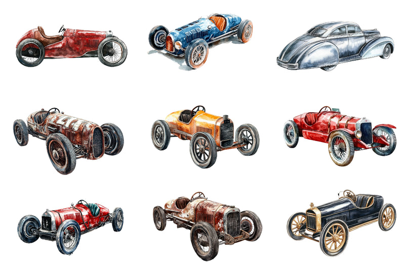 Vintage Old Race Car Clipart Bundle - CraftNest - Digital Crafting and Art
