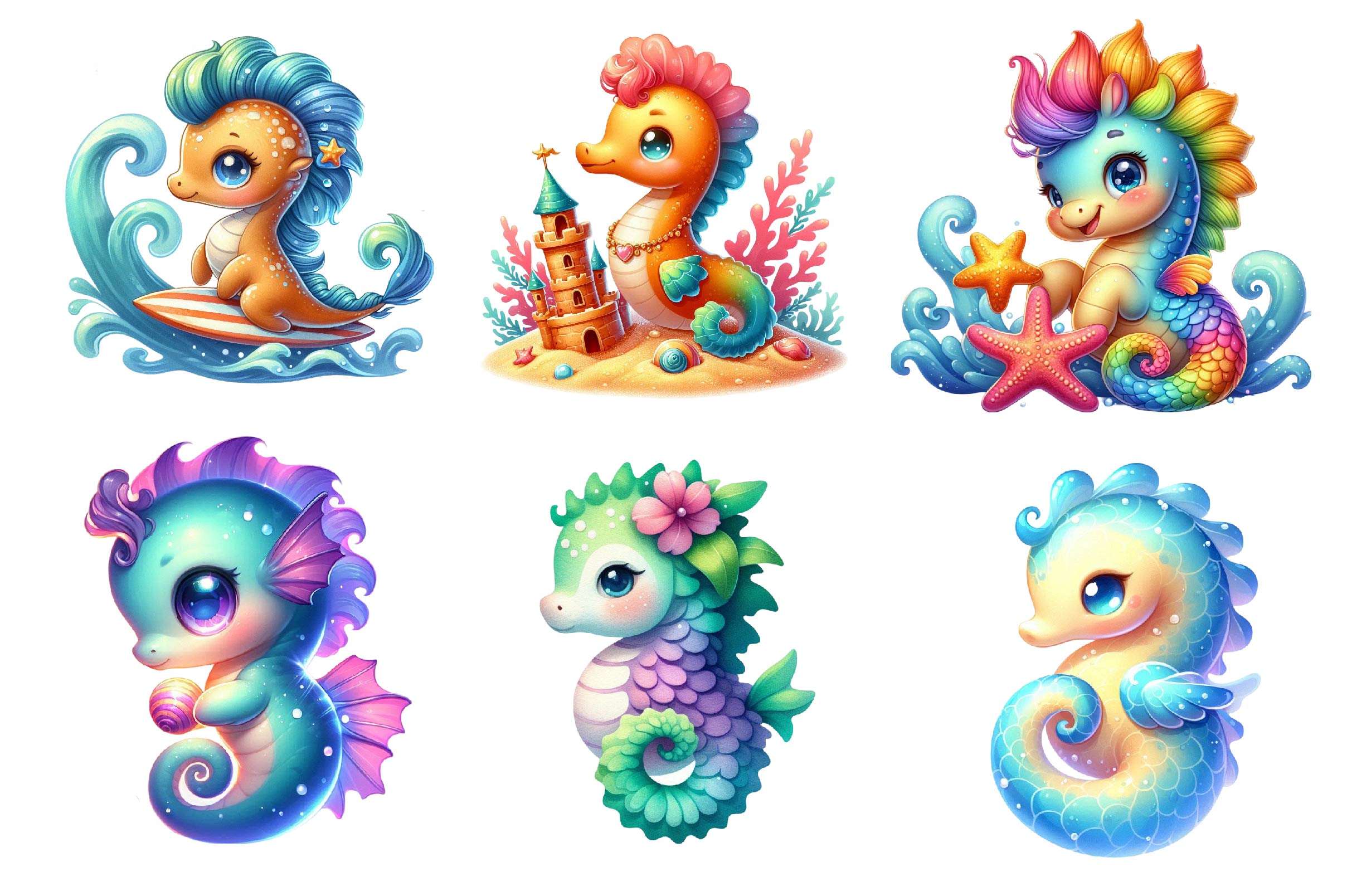 Summer Sea Horse Clipart Bundle - CraftNest - Digital Crafting and Art
