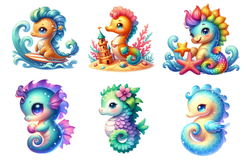 Summer Sea Horse Clipart Bundle - CraftNest - Digital Crafting and Art