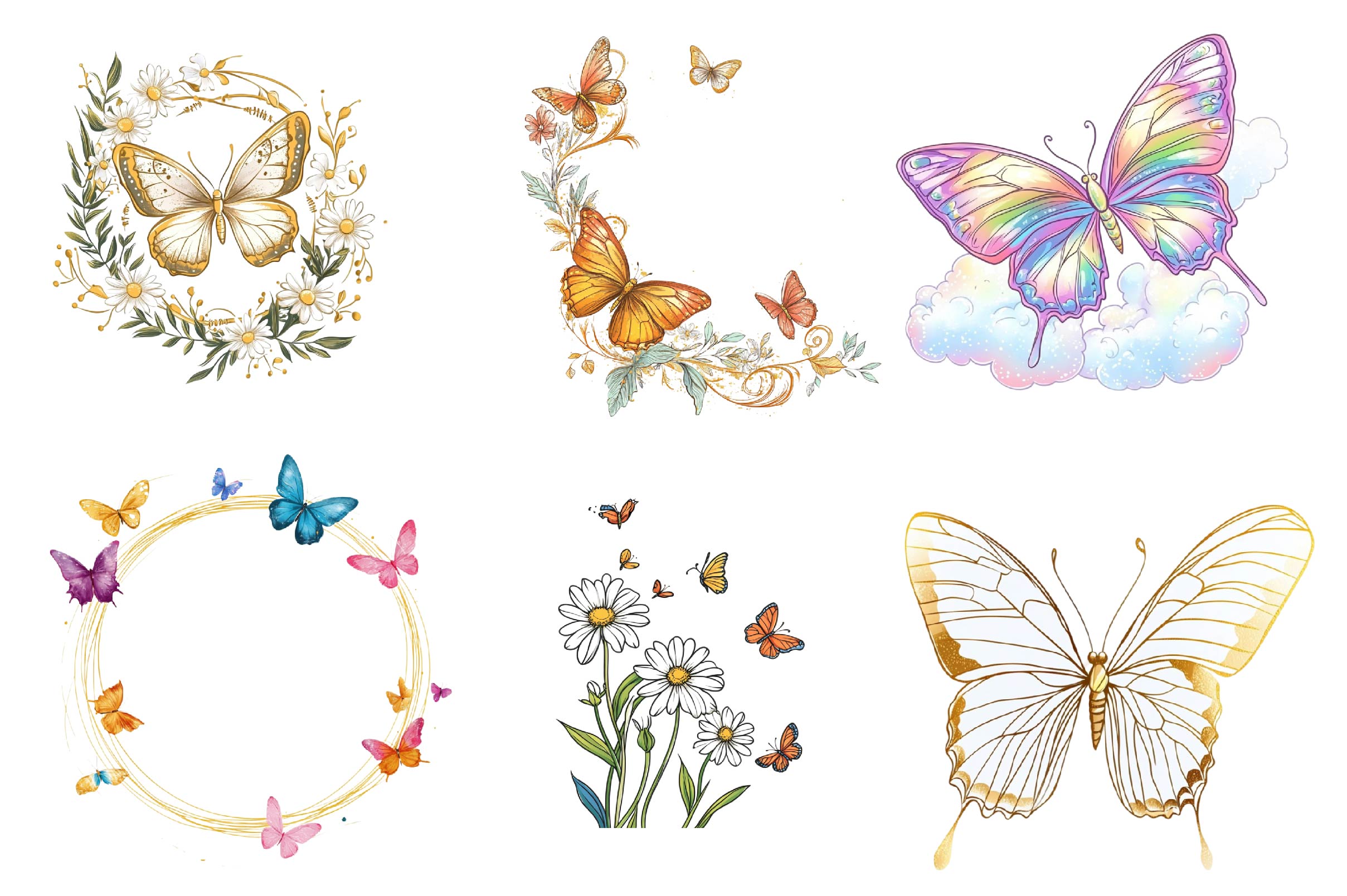Spring Butterfly Border Clipart Bundle 1 - CraftNest - Digital Crafting and Art