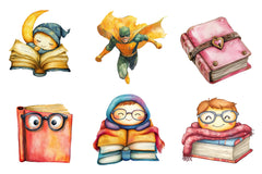 Cartoonish Reading Books Clipart Bundle - CraftNest - Digital Crafting and Art