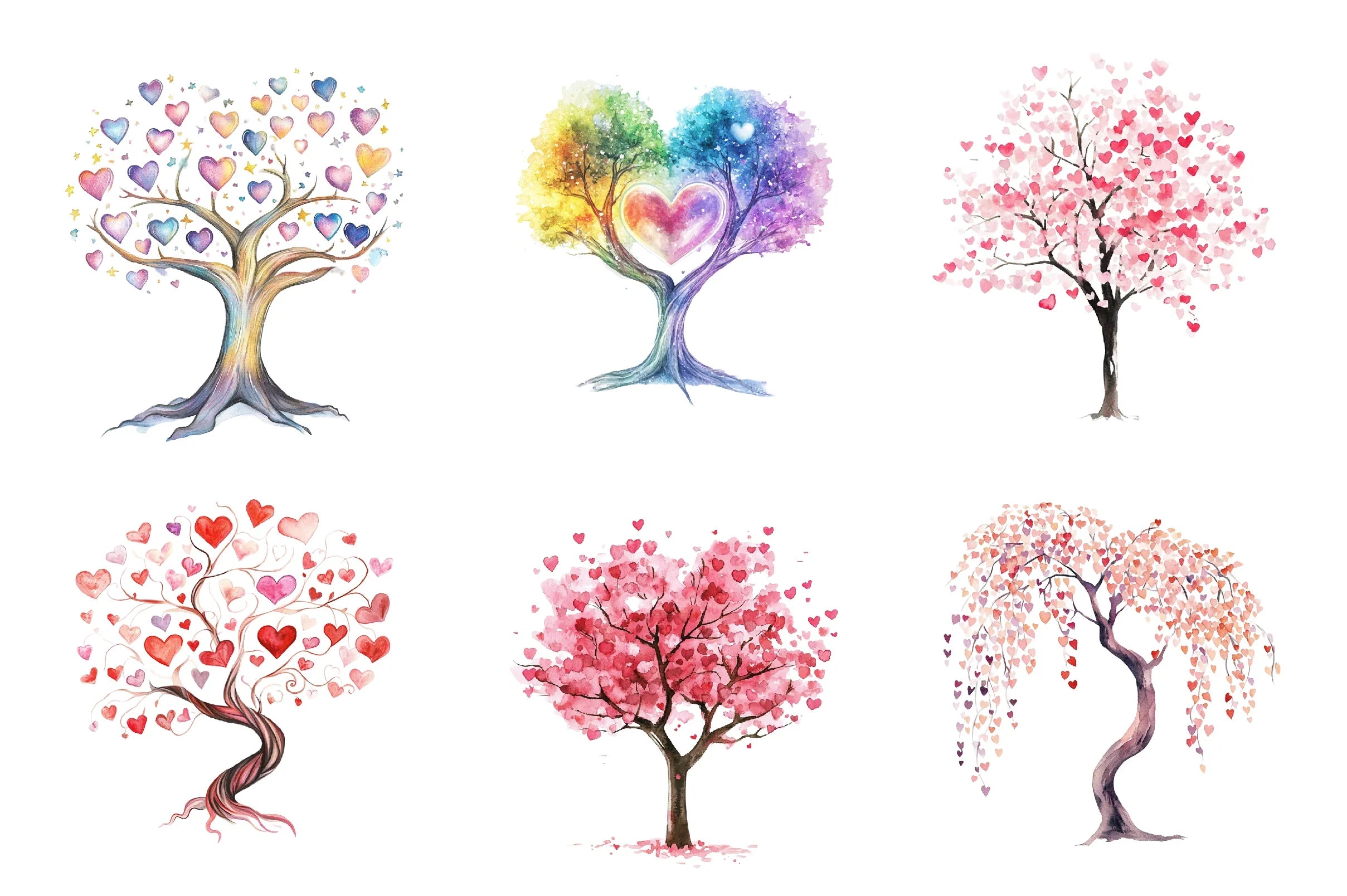 Spring Hearts Tree Clipart Bundle - CraftNest - Digital Crafting and Art