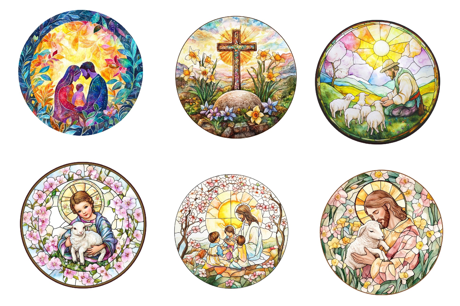Round Stained Glass Spring Nativity Clipart Bundle - CraftNest - Digital Crafting and Art