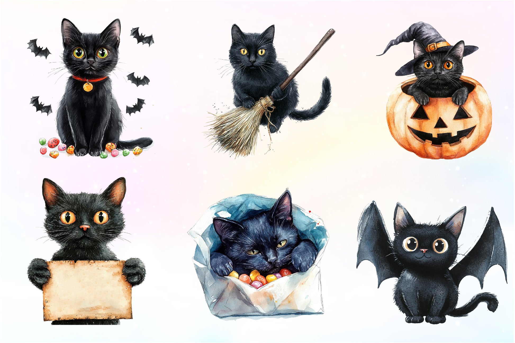 Funny Halloween Black Cat Clipart Bundle - CraftNest - Digital Crafting and Art