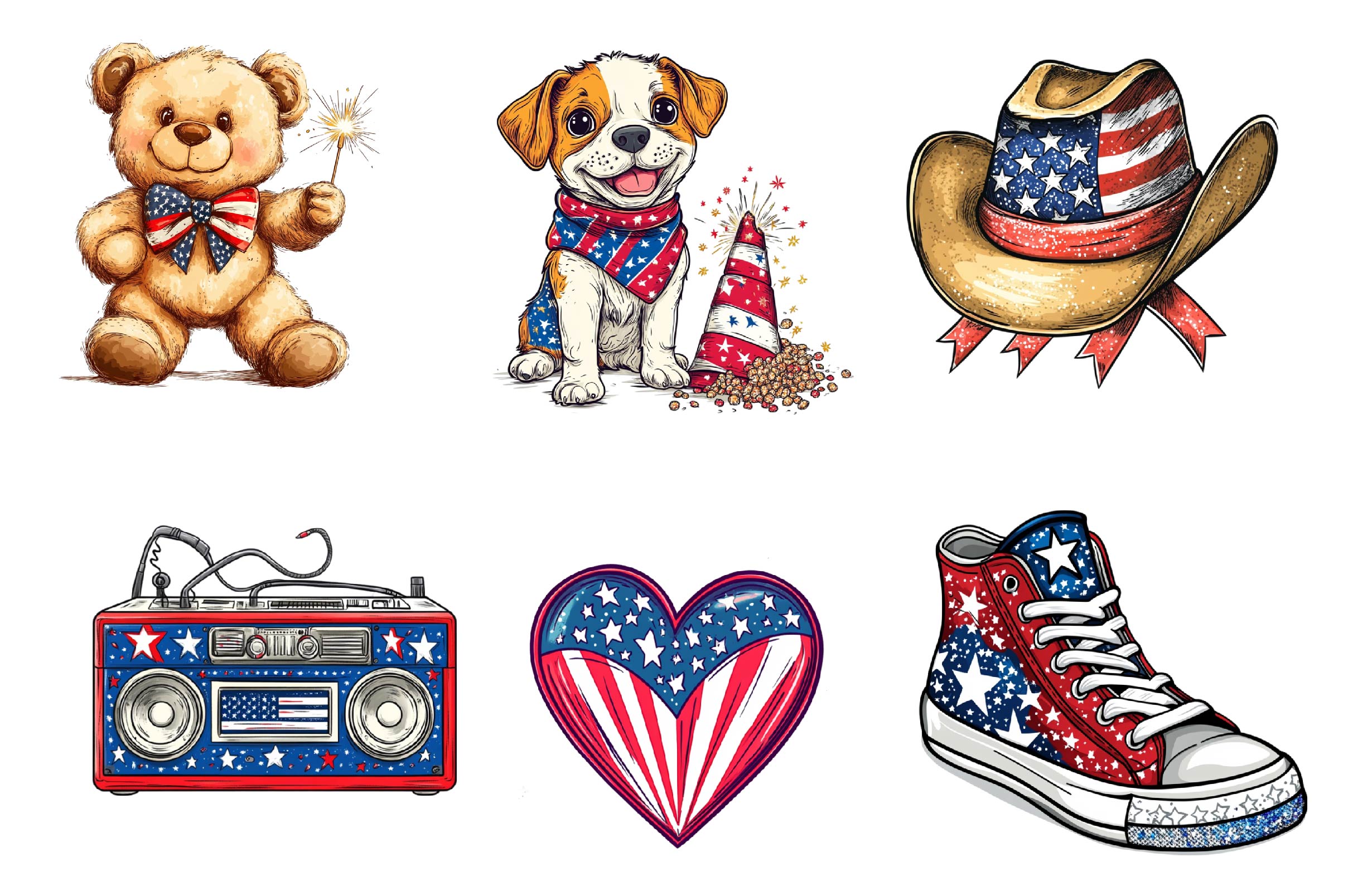 Red White & Boom Clipart Bundle - CraftNest - Digital Crafting and Art