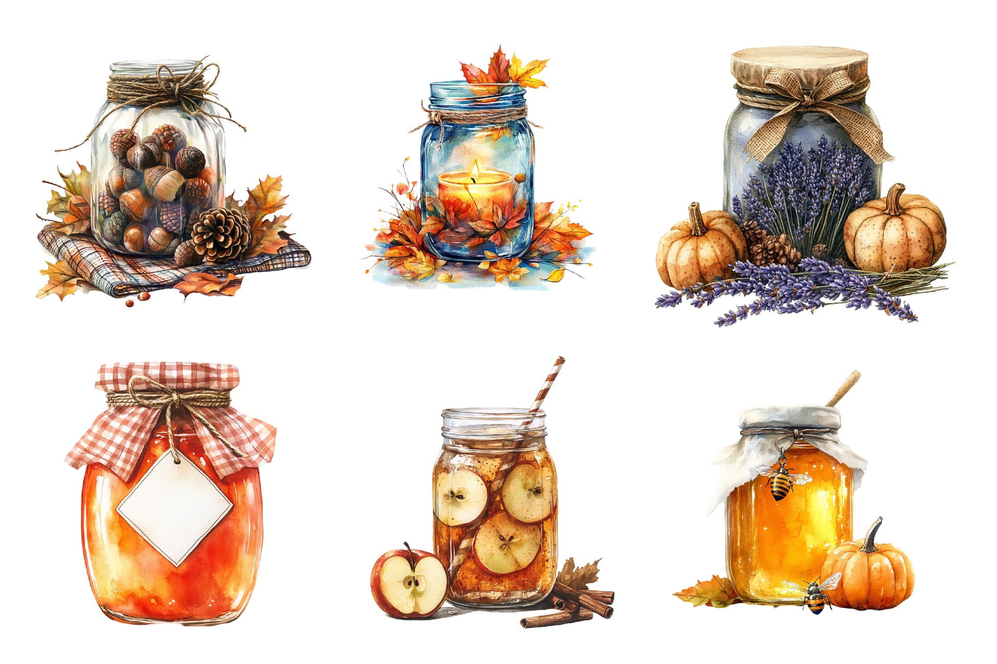 Cute Fall Mason Jars Clipart Bundle - CraftNest - Digital Crafting and Art