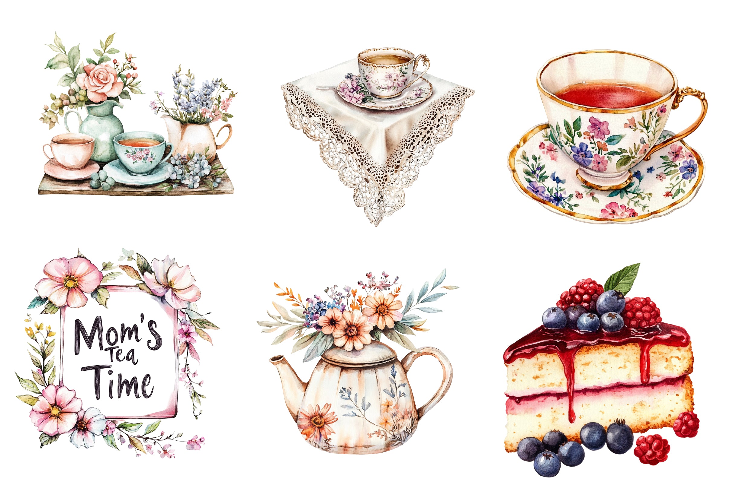 Rustic Tea Salon Mothers Day Clipart Bundle - CraftNest - Digital Crafting and Art