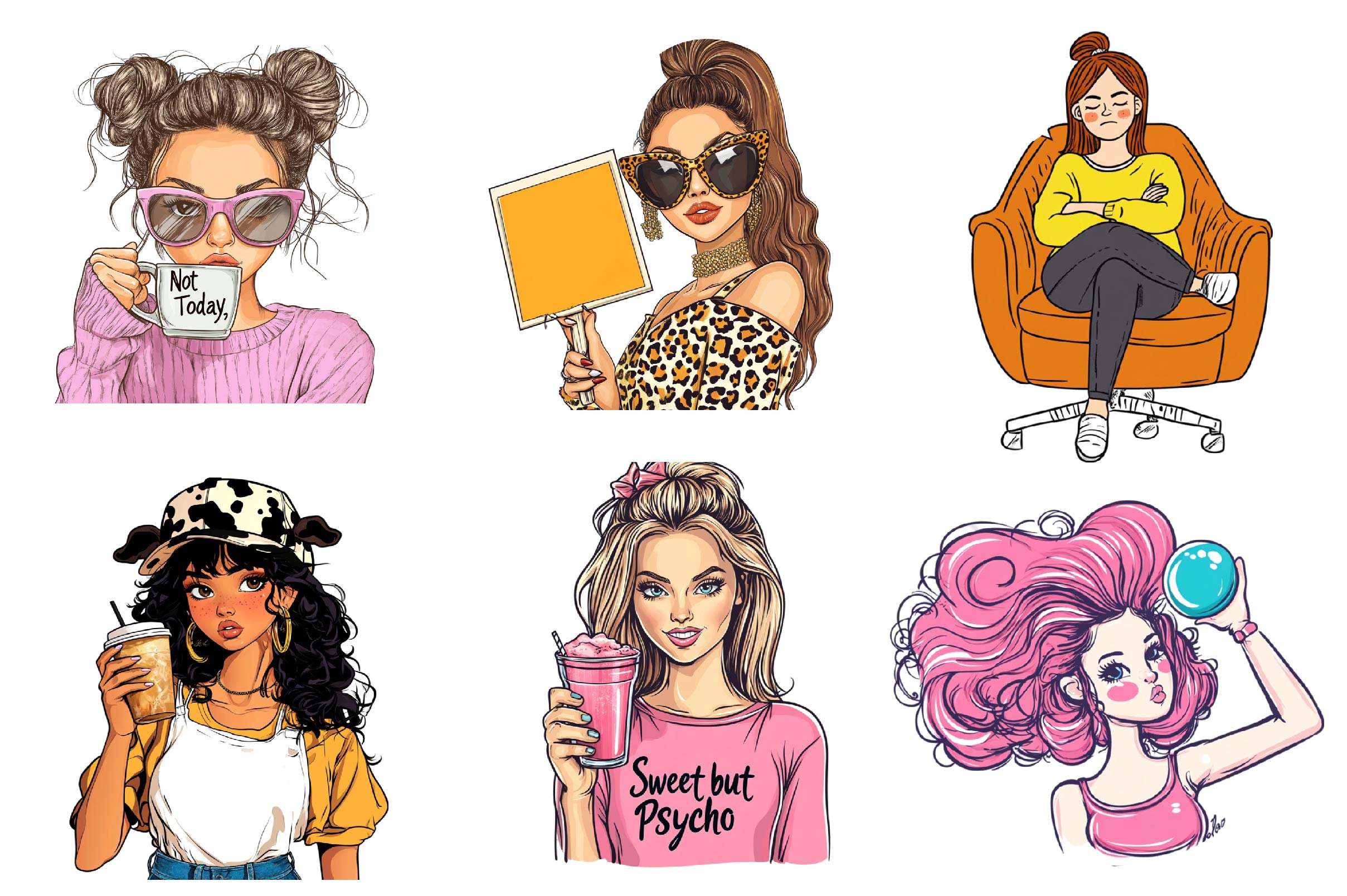 Sarcastic Funny Girl Clipart Bundle - CraftNest - Digital Crafting and Art