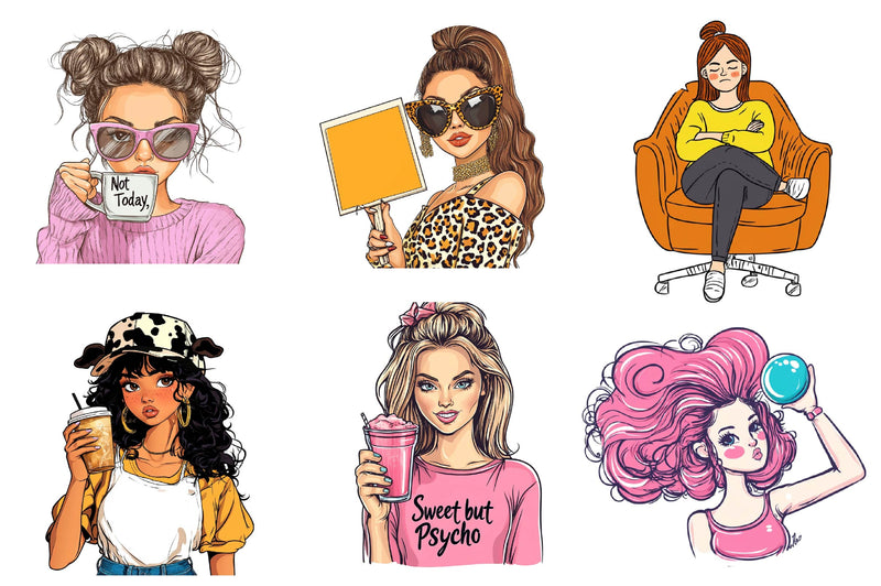 Sarcastic Funny Girl Clipart Bundle - CraftNest - Digital Crafting and Art