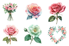 Mint And Pink Rose Garden Clipart Bundle - CraftNest - Digital Crafting and Art