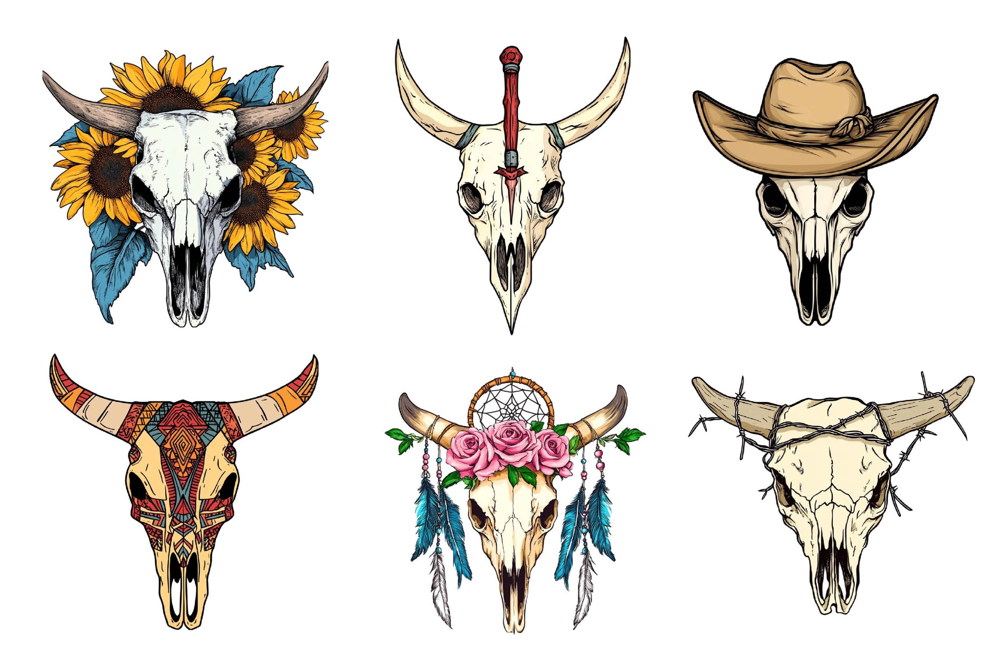 Western Cow Skull Clipart Bundle - CraftNest - Digital Crafting and Art