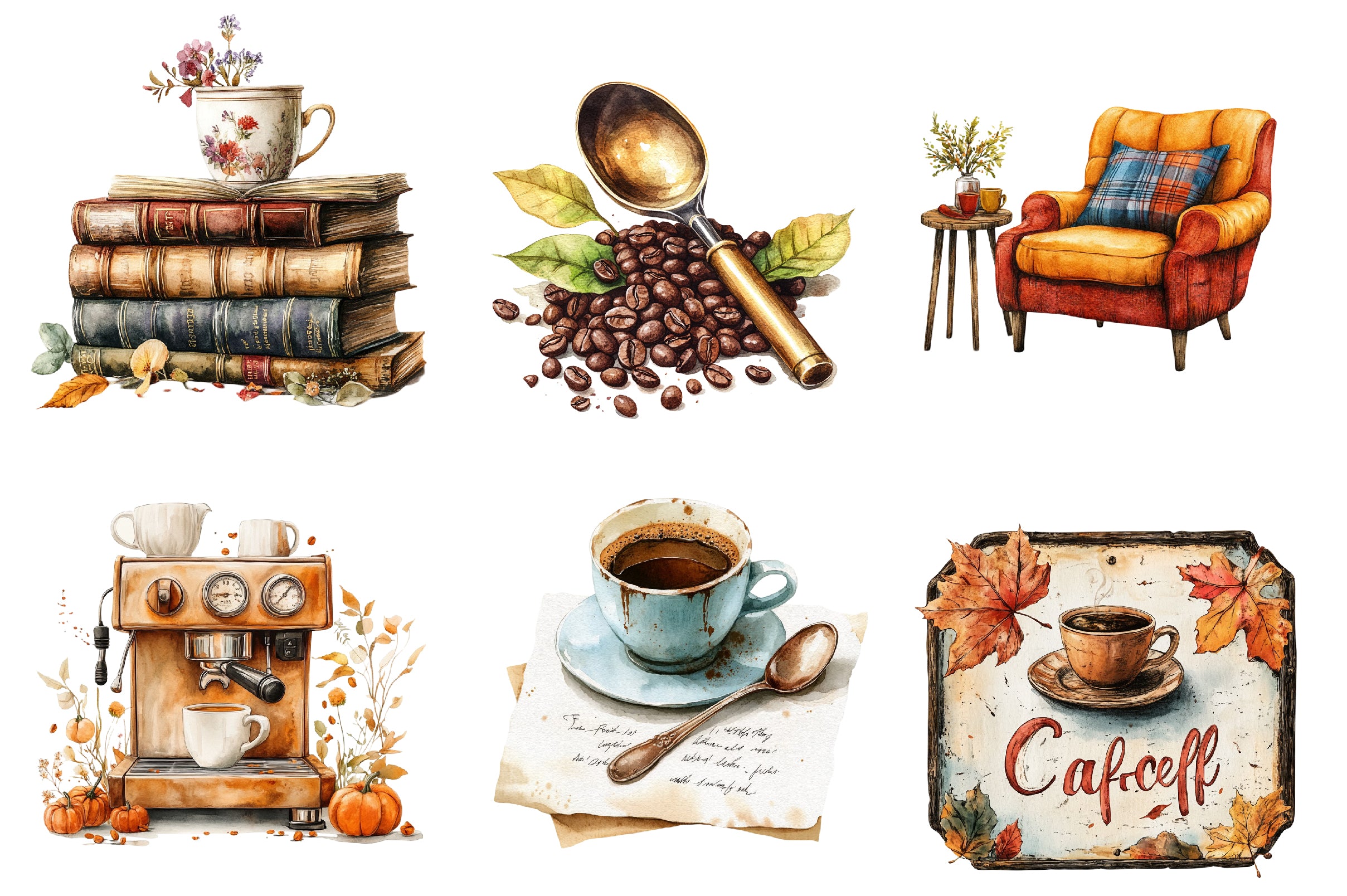 Vintage Autumn Coffee Clipart Bundle - CraftNest - Digital Crafting and Art