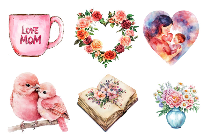 Romantic Mothers Day Clipart Bundle - CraftNest - Digital Crafting and Art