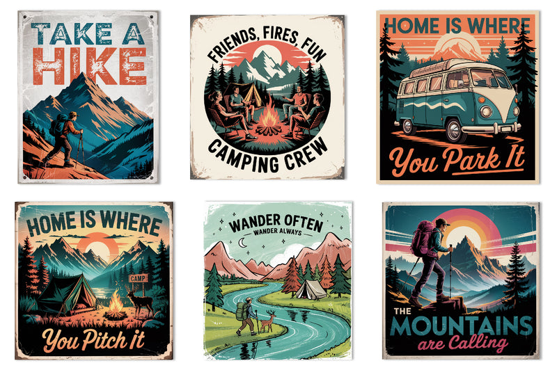 Vintage Summer Camping Sign Clipart Bundle - CraftNest - Digital Crafting and Art