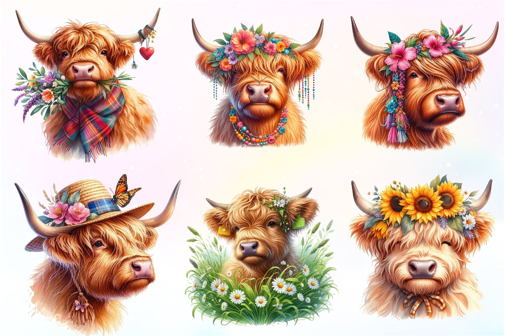 Highland Cow Summer Clipart Bundle - CraftNest - Digital Crafting and Art