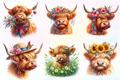 Highland Cow Summer Clipart Bundle - CraftNest - Digital Crafting and Art