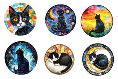 Round Stained Glass Tuxedo Cat Clipart Bundle - CraftNest - Digital Crafting and Art