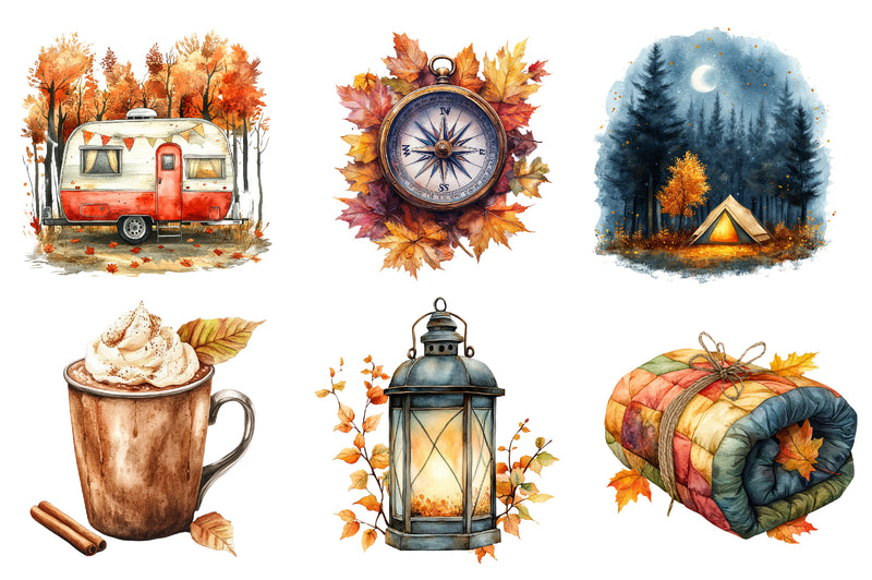 Autumn Camping Trip Clipart Bundle - CraftNest - Digital Crafting and Art